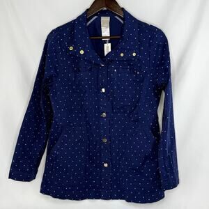 Chico’s Luxe Twill Polka Dot Utility Jacket | NWT | Size 1 (M/8)